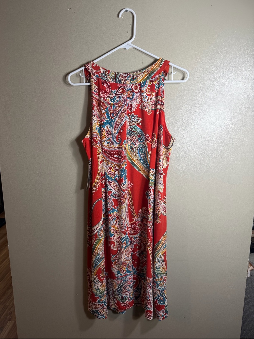 Robbie Bee Paisley Tank Dress Medium Boho Resort Cruise Vacation Dress Rust NWT - Picture 10 of 12